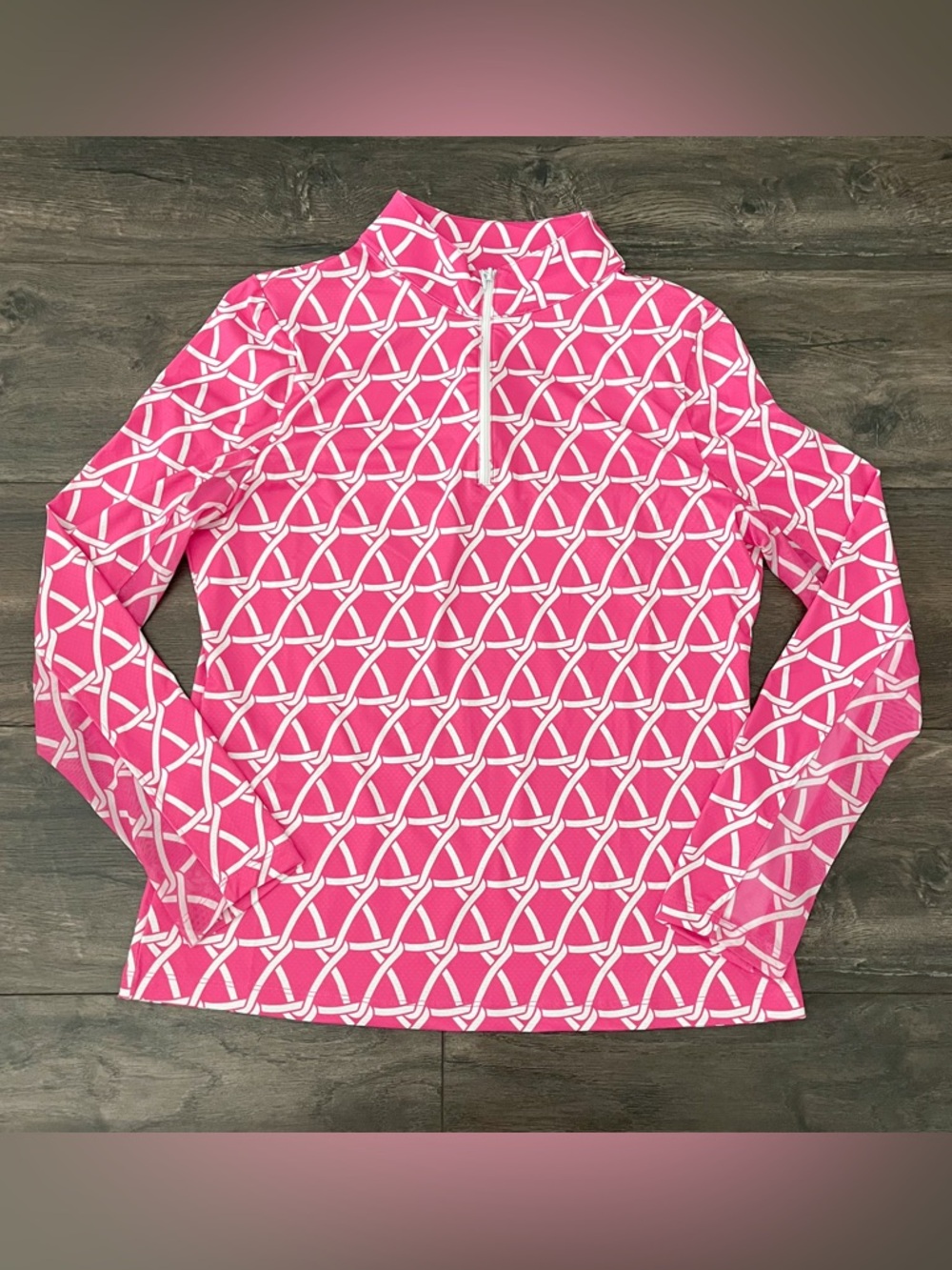 Gottex Pink Geometric Quarter-Zip Pullover